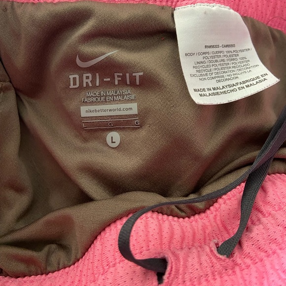 Nike Running Shorts Womens Sz Large Pink & Brown Lined 3" Workout Athletic - Picture 2 of 3